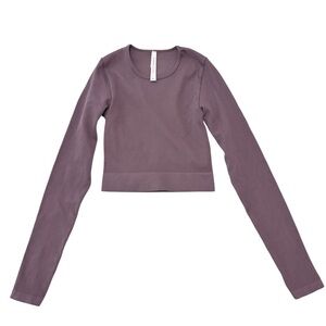 Aritzia The Group Babaton Mauve Ribbed Long Sleeve Cropped Top Women’s Small